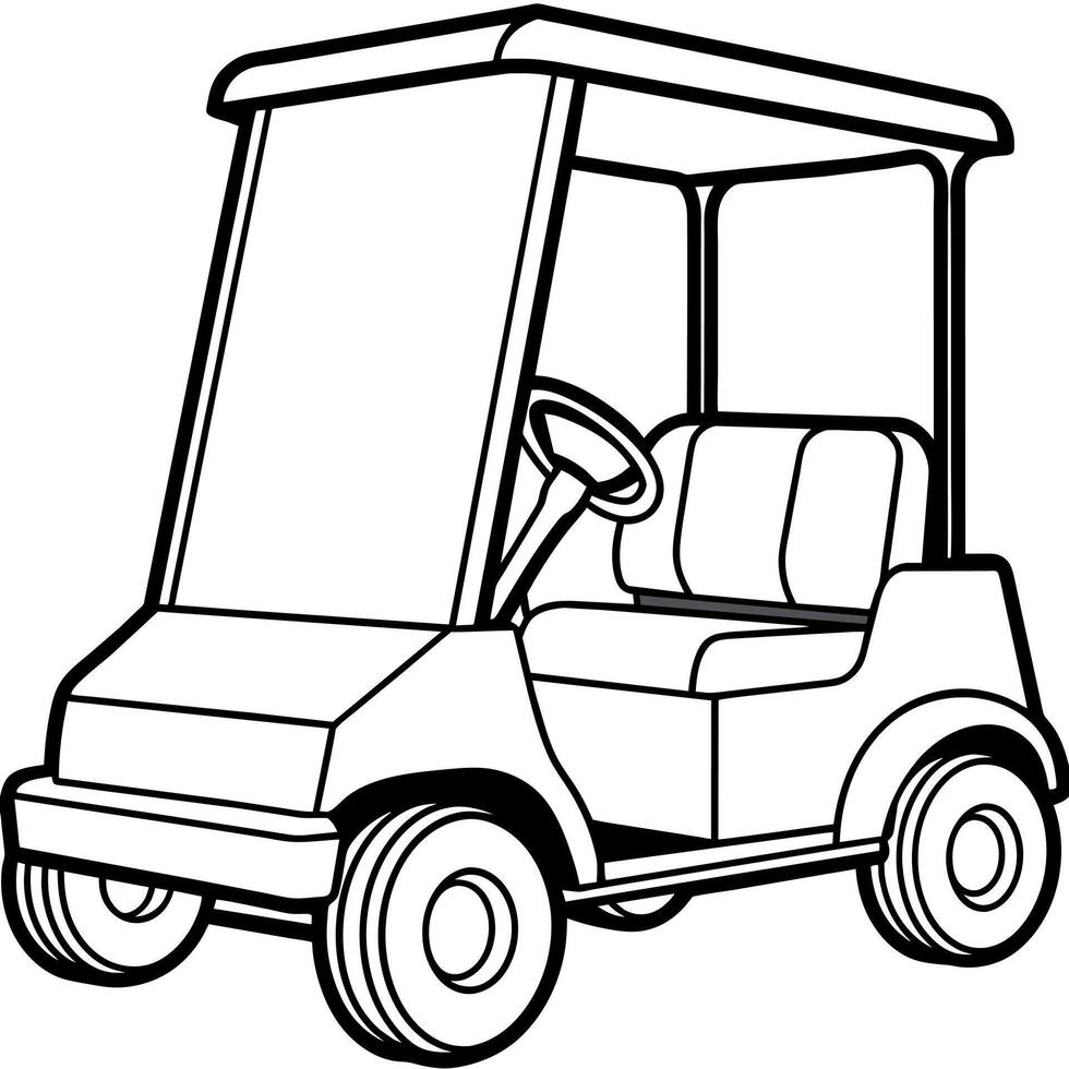 Golf cart outline illustration digital coloring book page line art drawing vector