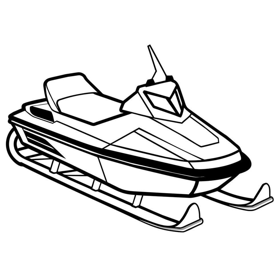 snowmobile outline coloring book page line art illustration digital drawing vector