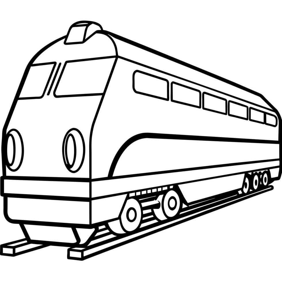 Train outline coloring book page line art illustration digital drawing vector