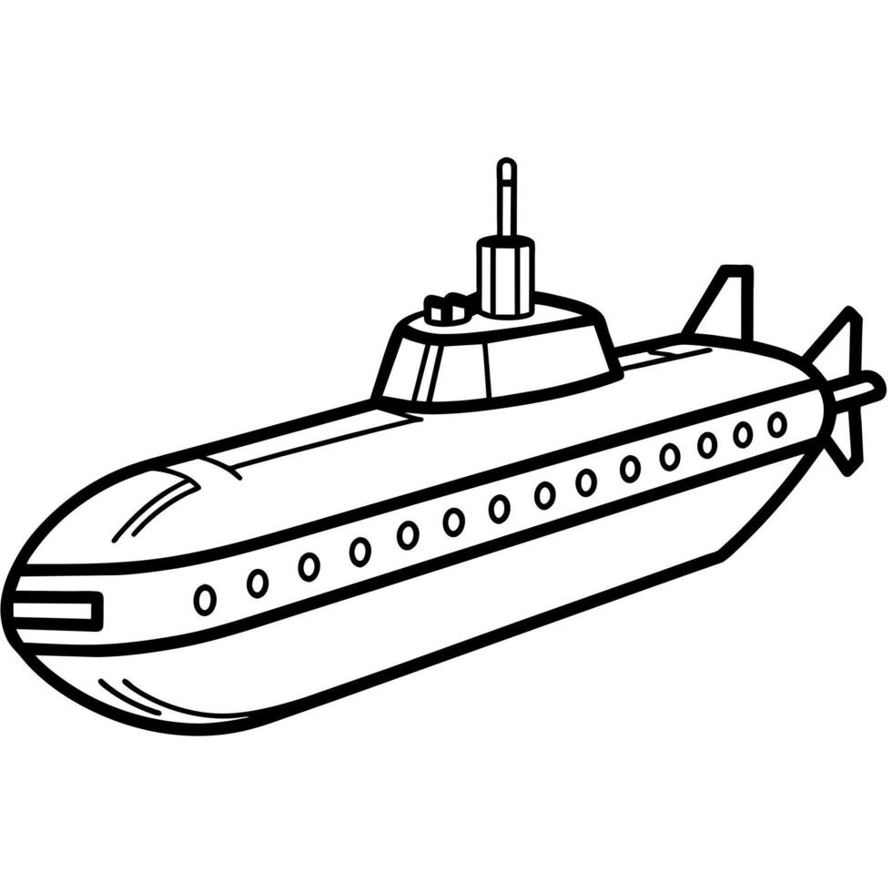 submarine outline coloring book page line art illustration digital drawing vector