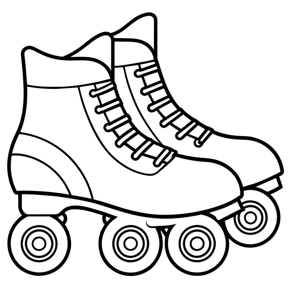 rollerblades outline illustration digital coloring book page line art drawing vector