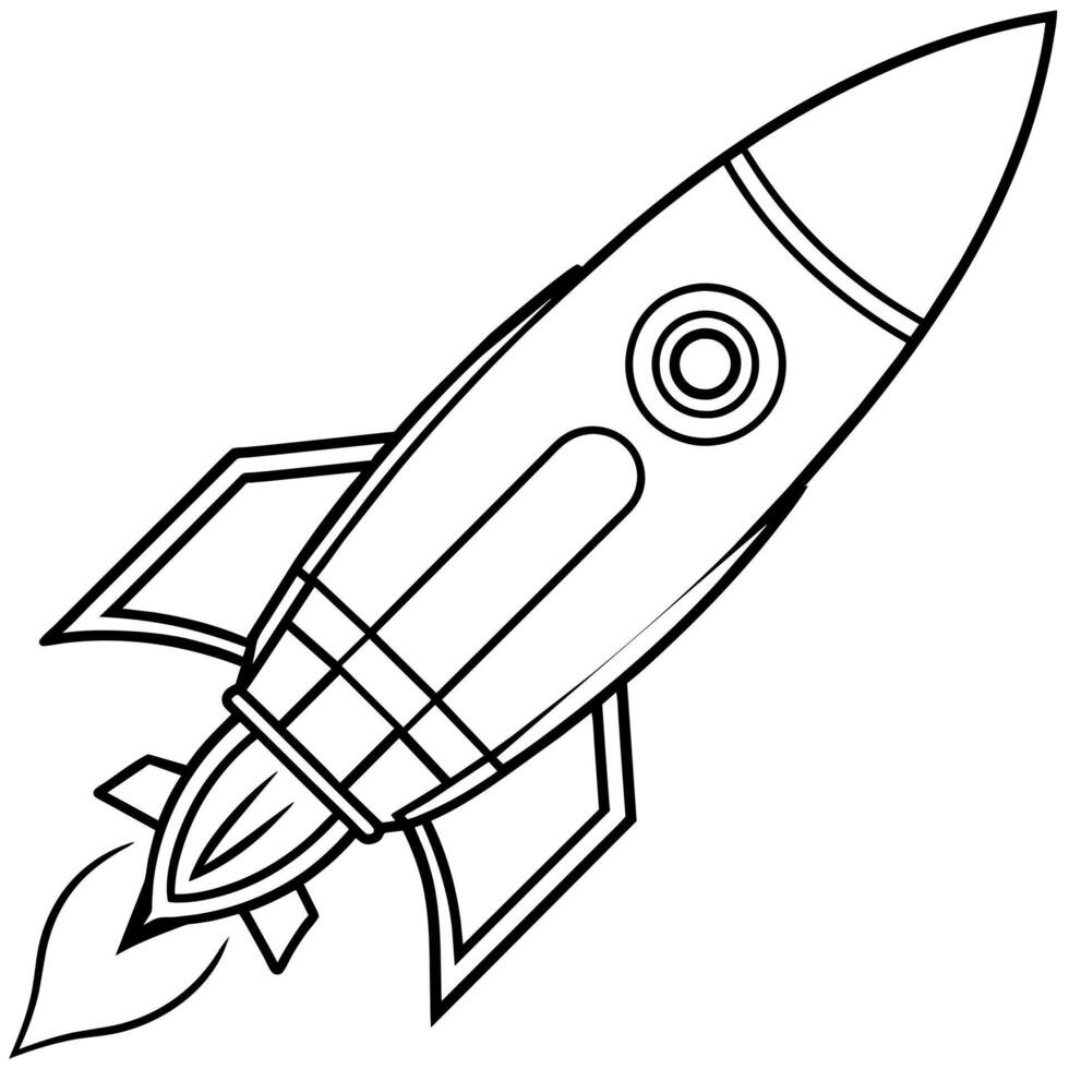 rocket outline illustration digital coloring book page line art drawing vector