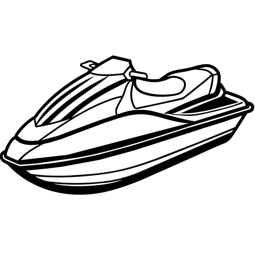 Jet ski outline illustration digital coloring book page line art drawing vector