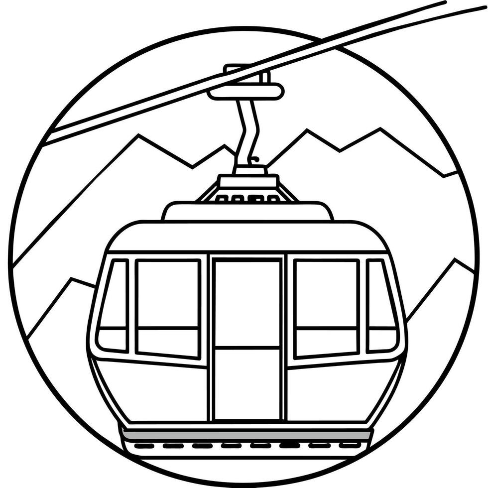 Cable car outline illustration digital coloring book page line art drawing vector