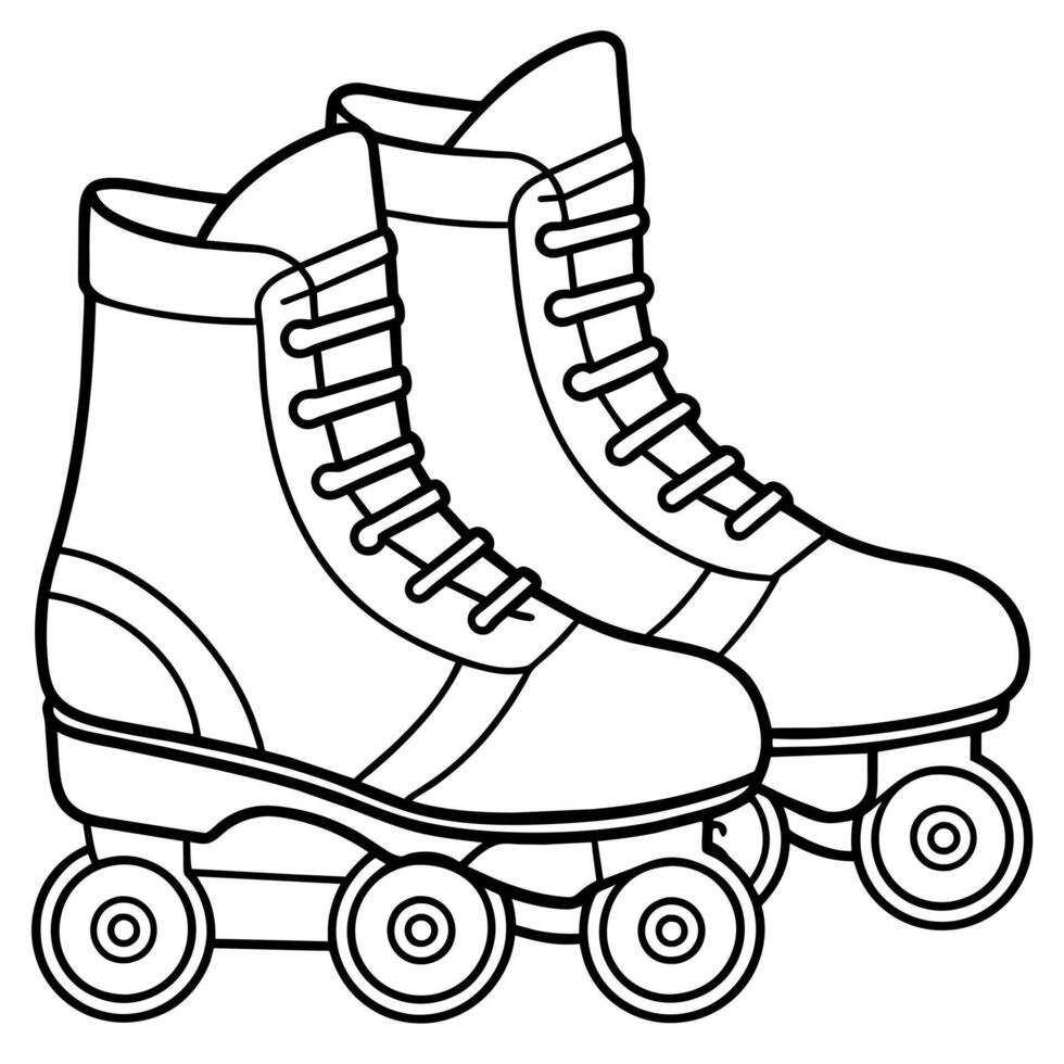 rollerblades outline illustration digital coloring book page line art drawing vector