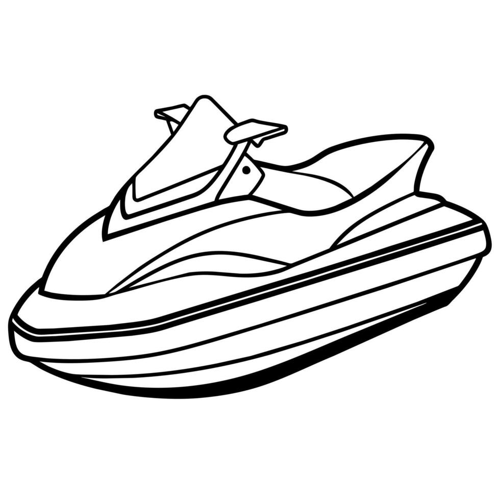 Jet ski outline illustration digital coloring book page line art drawing vector