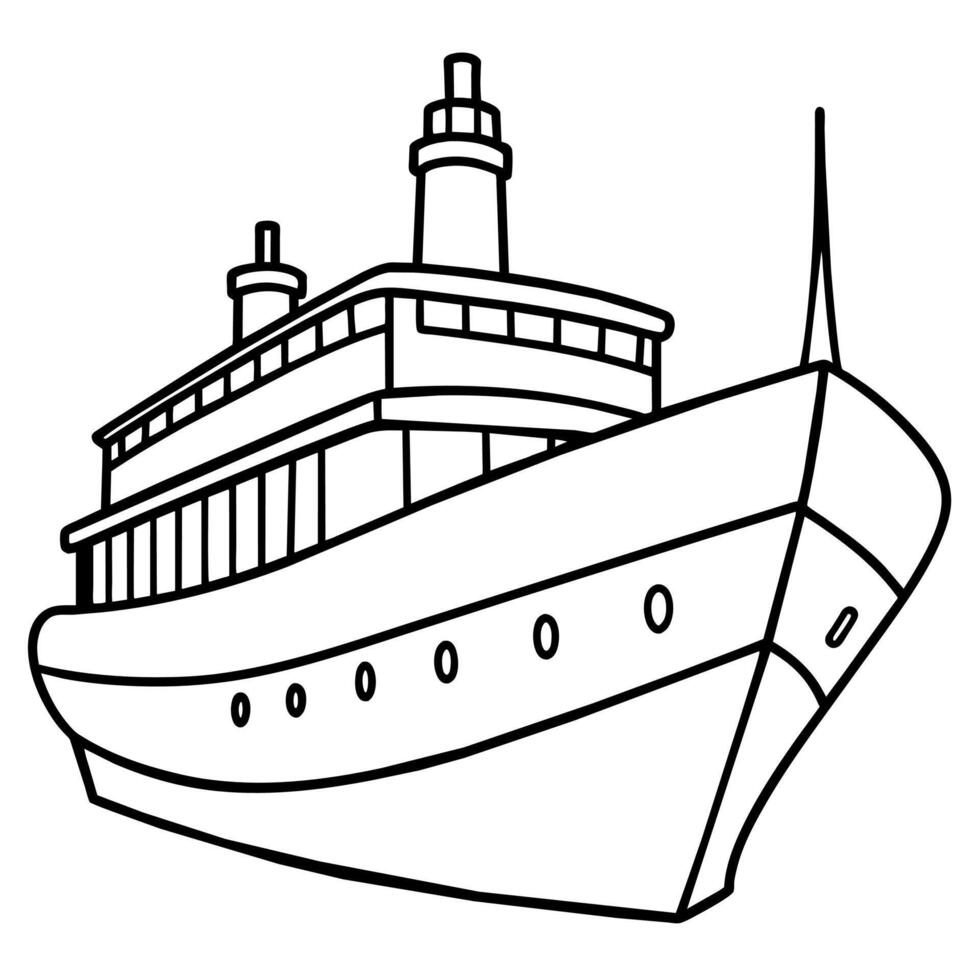 ship outline illustration digital coloring book page line art drawing vector