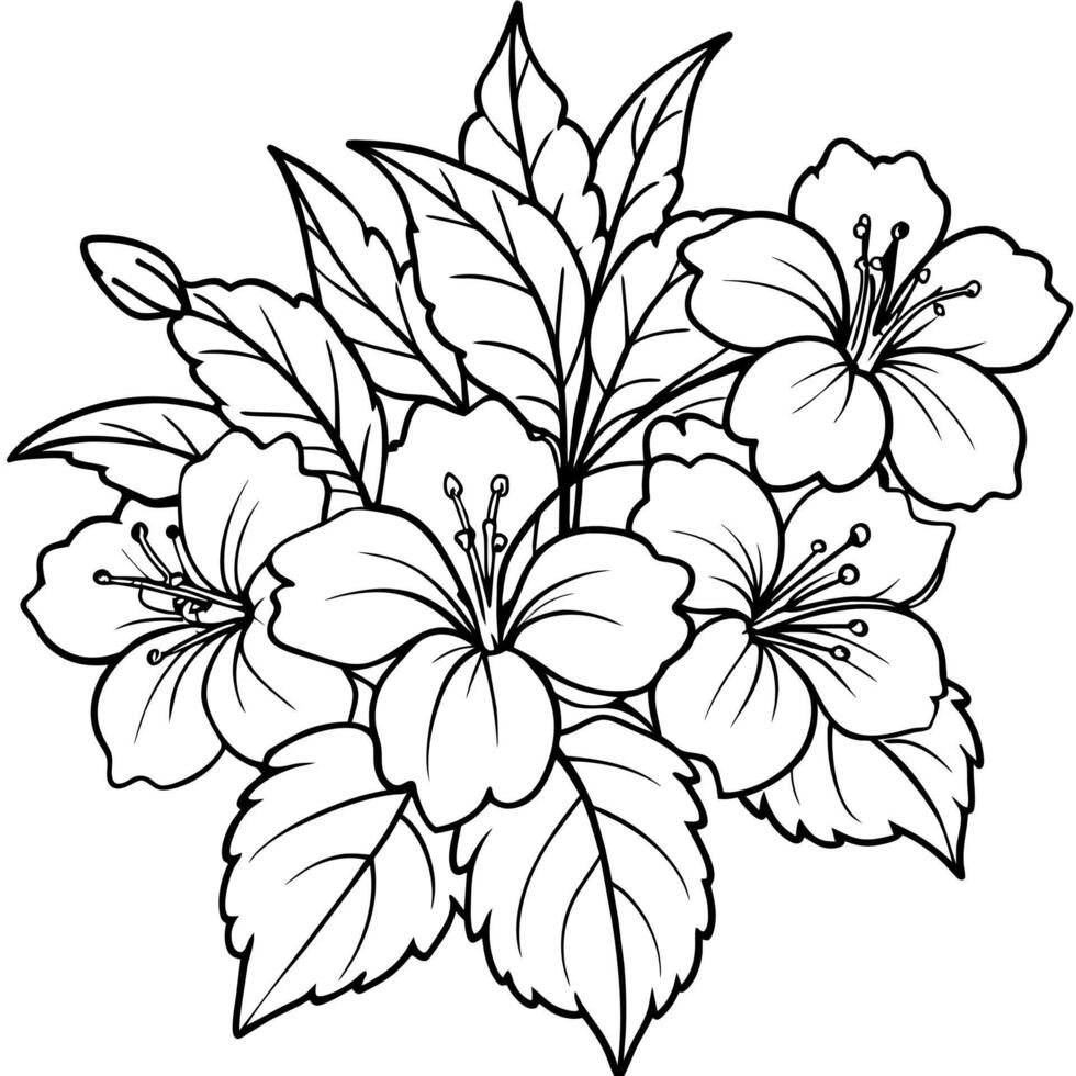 Hibiscus Flower Bouquet illustration coloring book page design, Hibiscus Flower Bouquet black and white line art drawing coloring book pages for children and adults vector