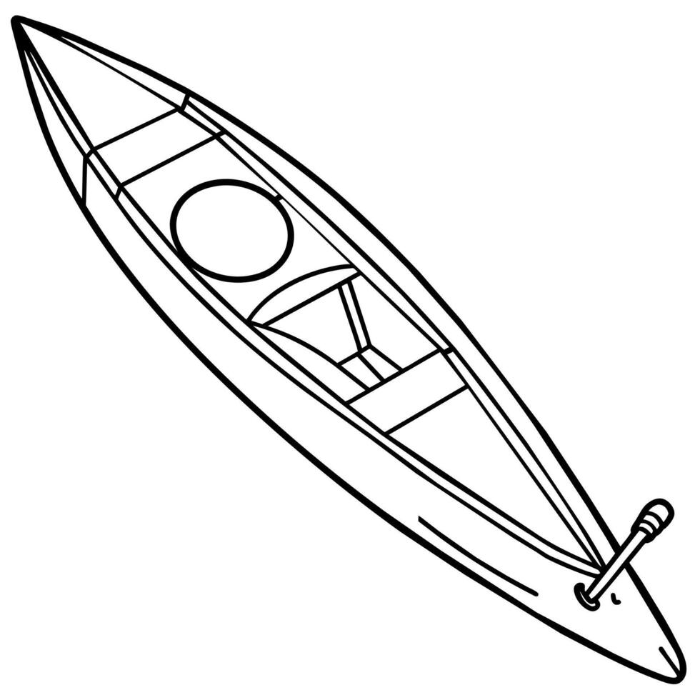 kayak outline illustration digital coloring book page line art drawing vector