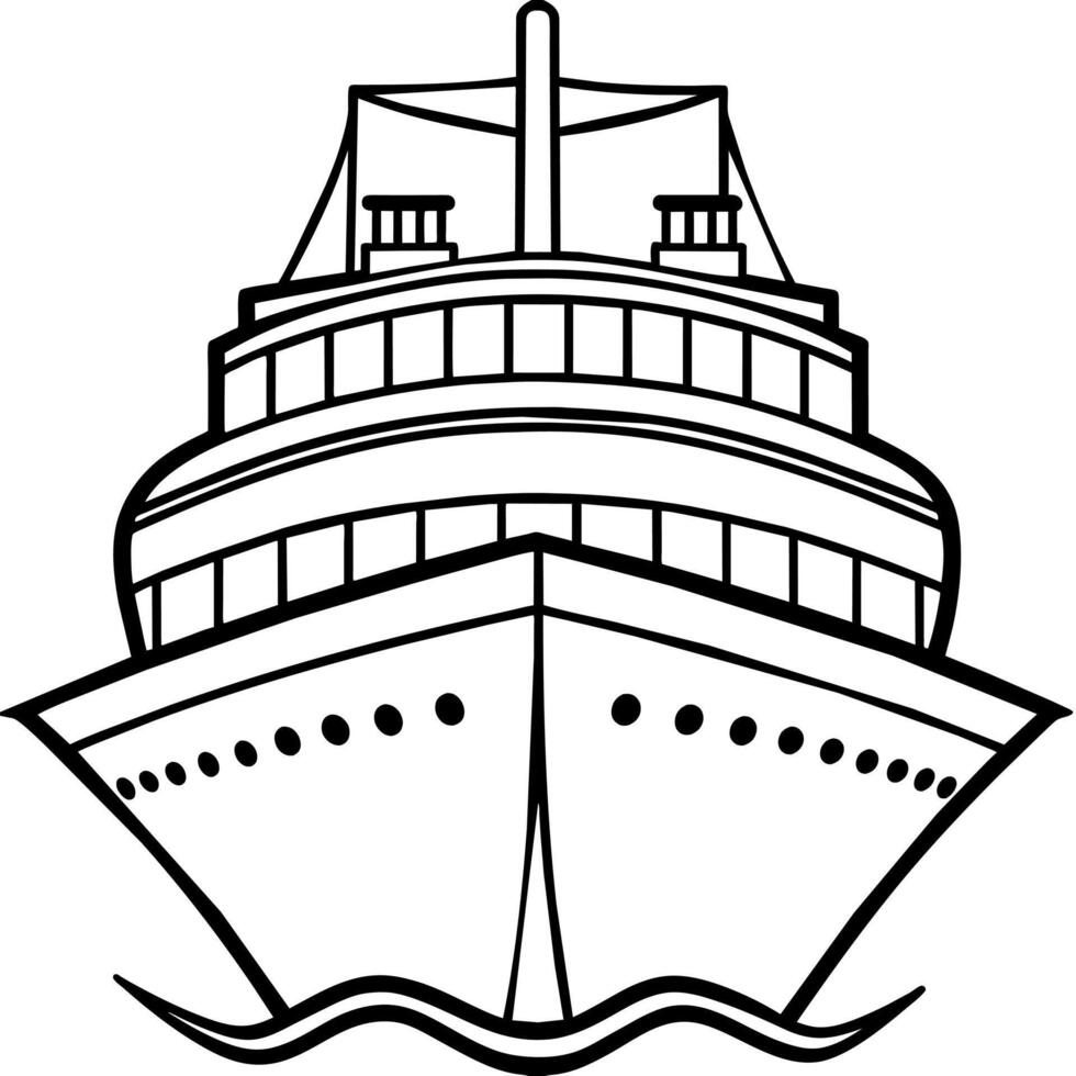 ship outline illustration digital coloring book page line art drawing vector