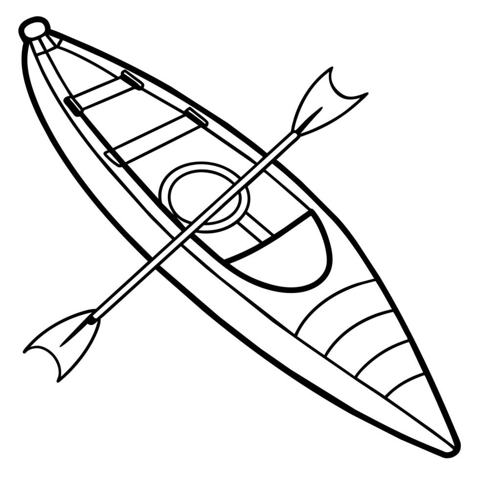 kayak outline illustration digital coloring book page line art drawing vector