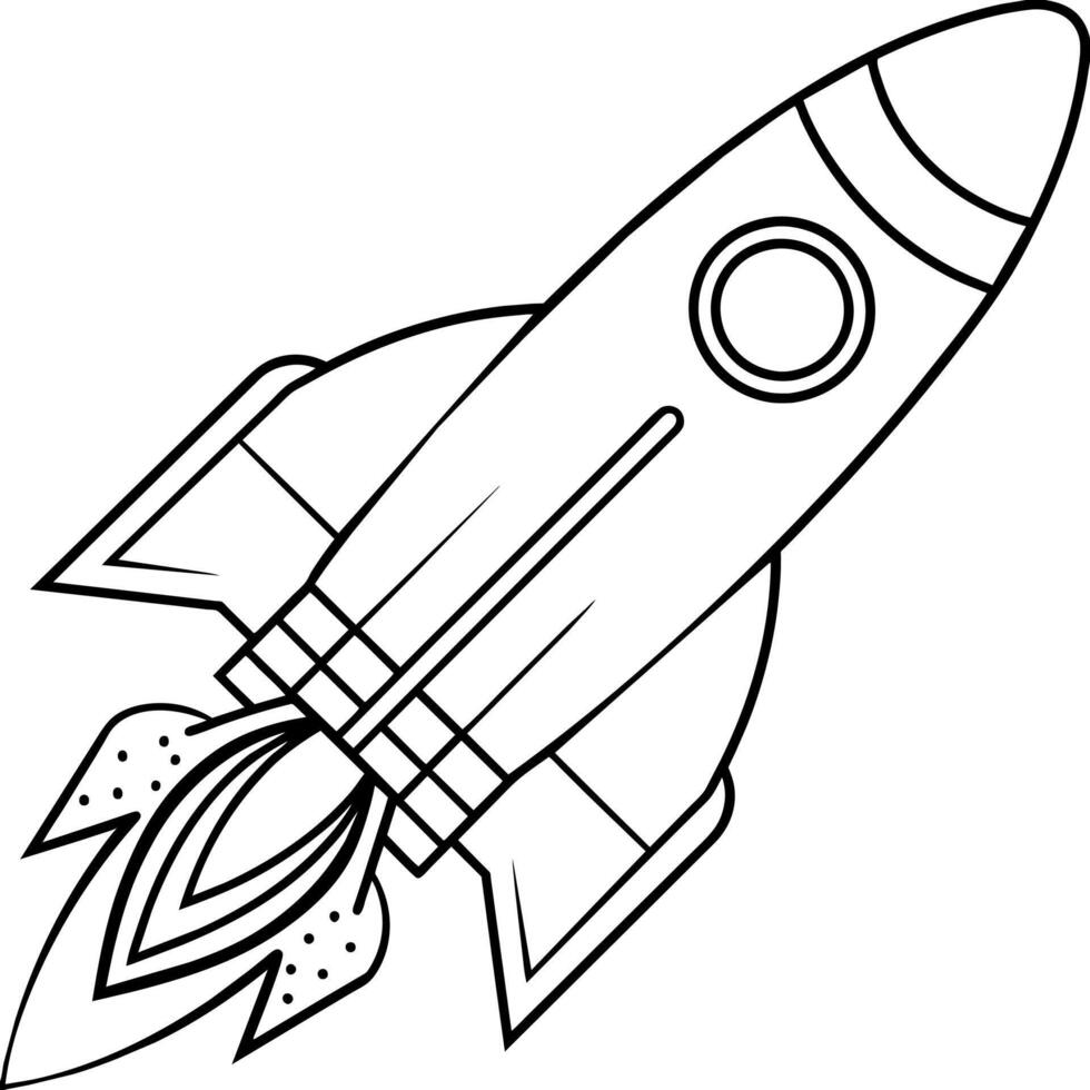 rocket outline illustration digital coloring book page line art drawing vector