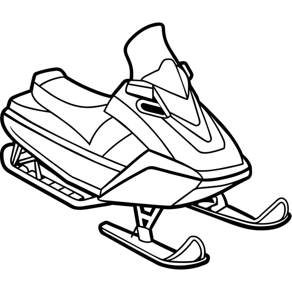 snowmobile outline coloring book page line art illustration digital drawing vector
