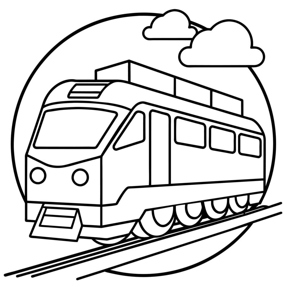 Train outline coloring book page line art illustration digital drawing vector