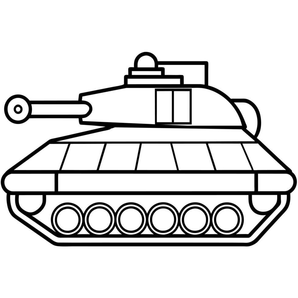 Tank outline coloring book page line art illustration digital drawing vector
