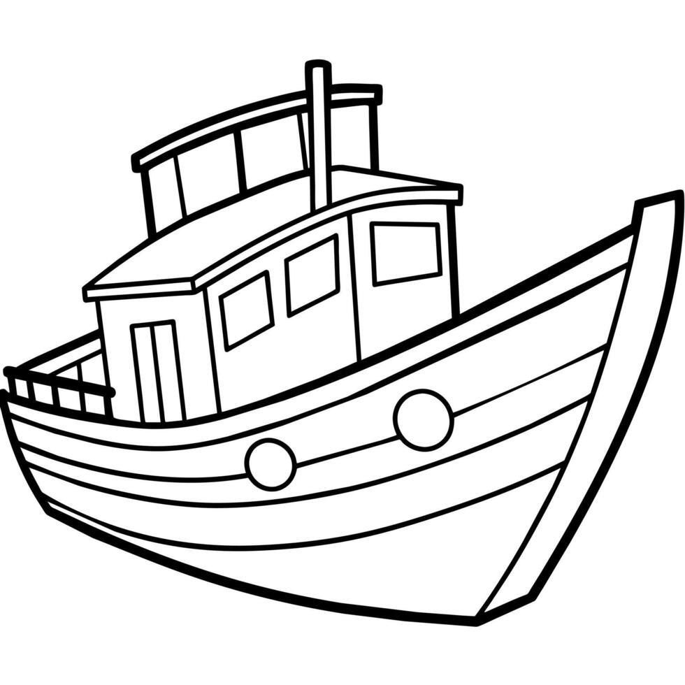 boat outline illustration digital coloring book page line art drawing vector