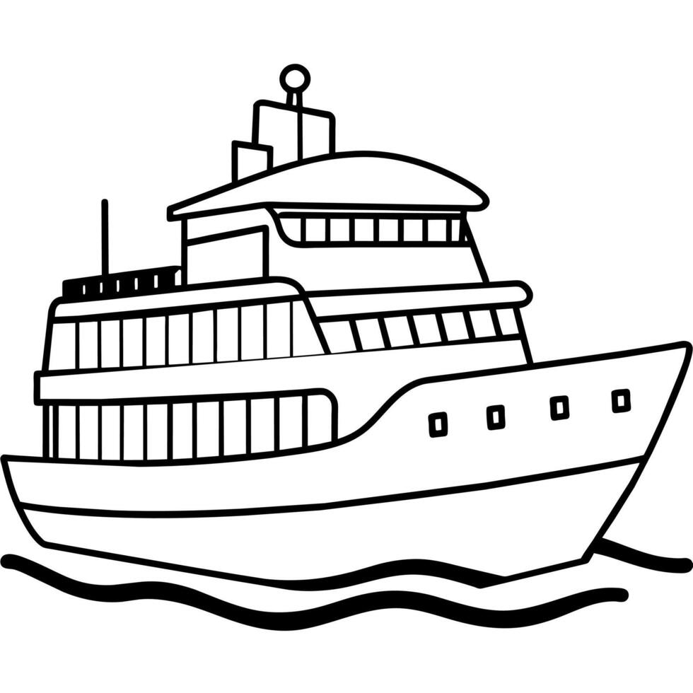 ferry outline illustration digital coloring book page line art drawing vector