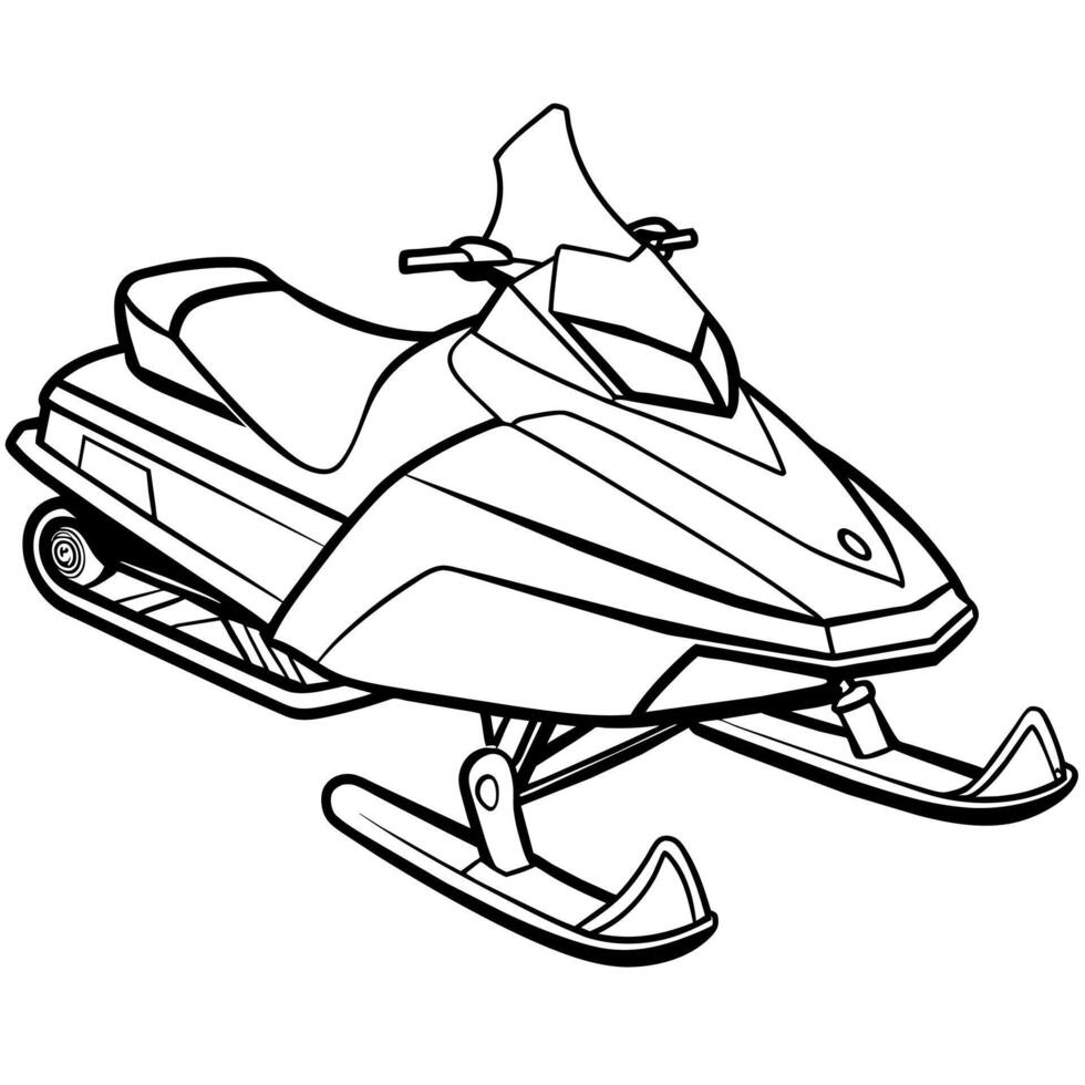 snowmobile outline coloring book page line art illustration digital drawing vector