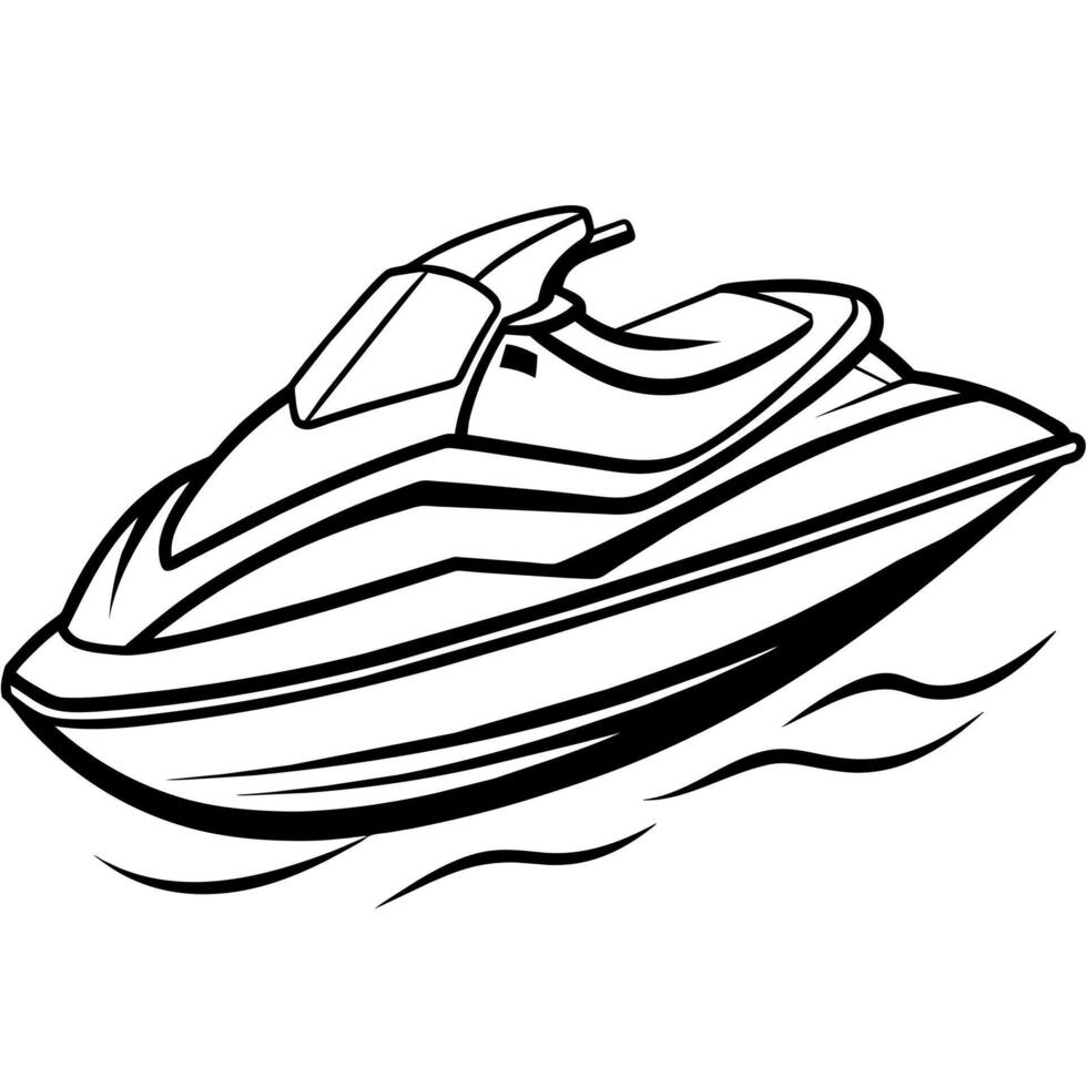 Jet ski outline illustration digital coloring book page line art drawing vector