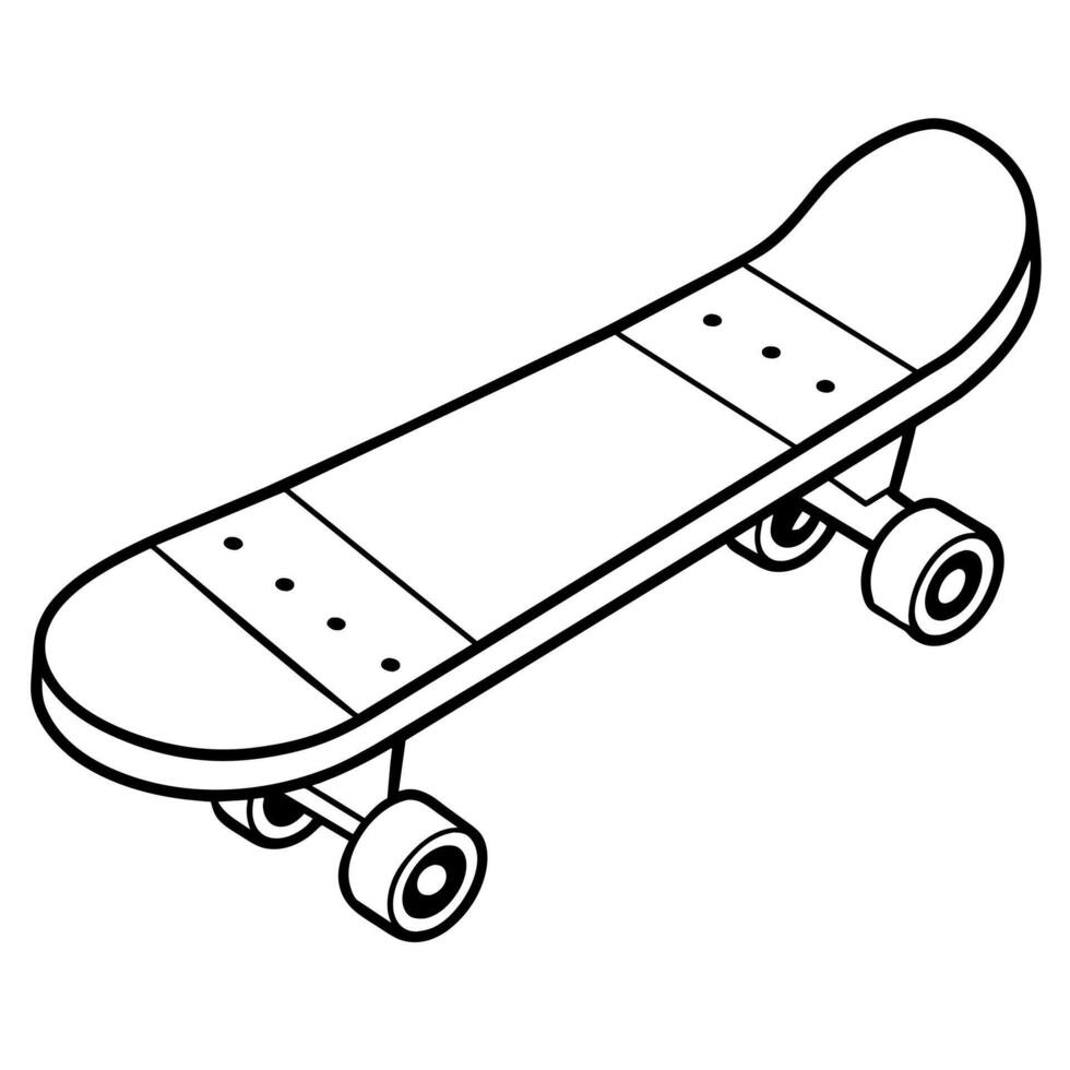 skateboard outline illustration digital coloring book page line art drawing vector