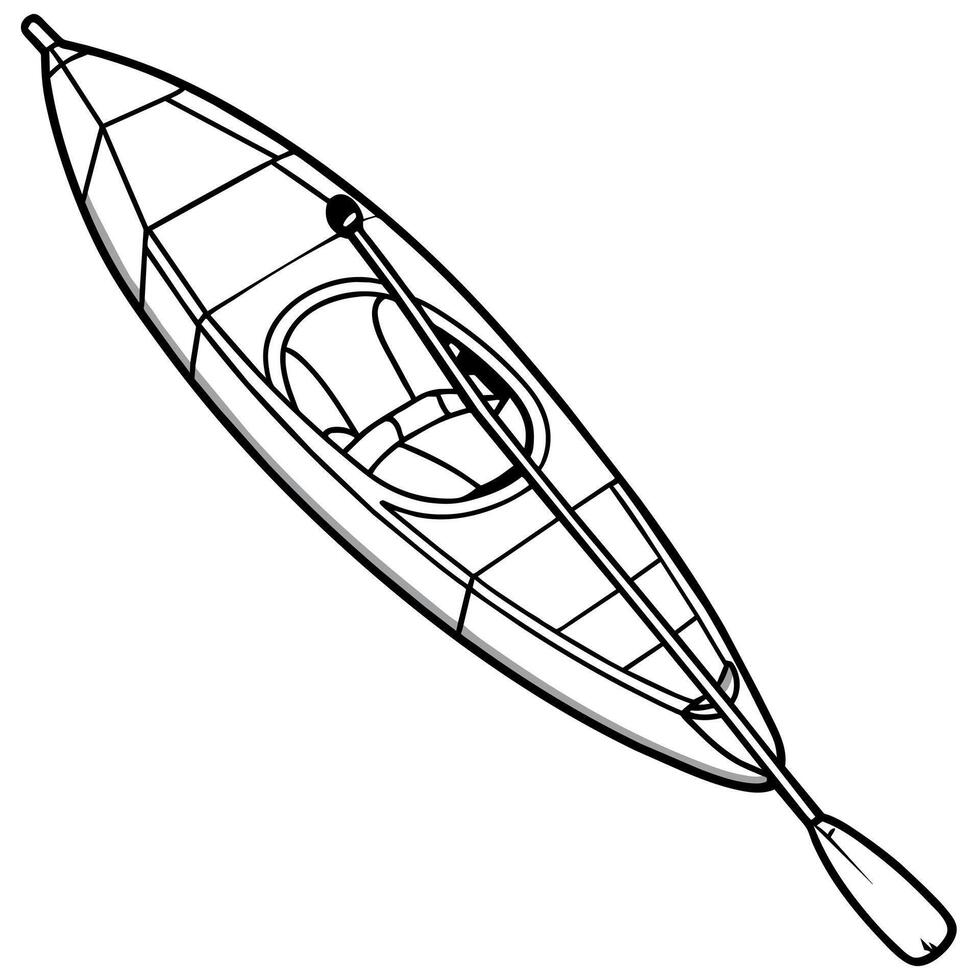 kayak outline illustration digital coloring book page line art drawing vector
