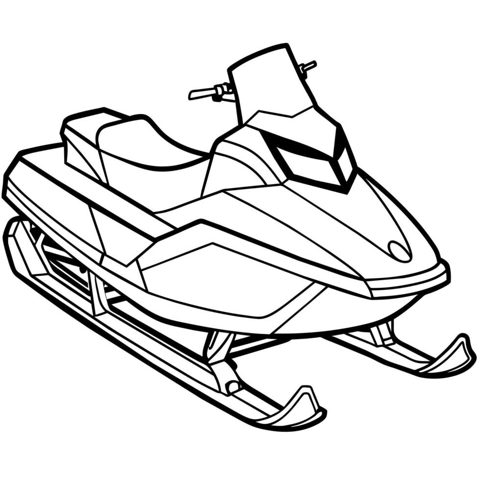 snowmobile outline coloring book page line art illustration digital drawing vector