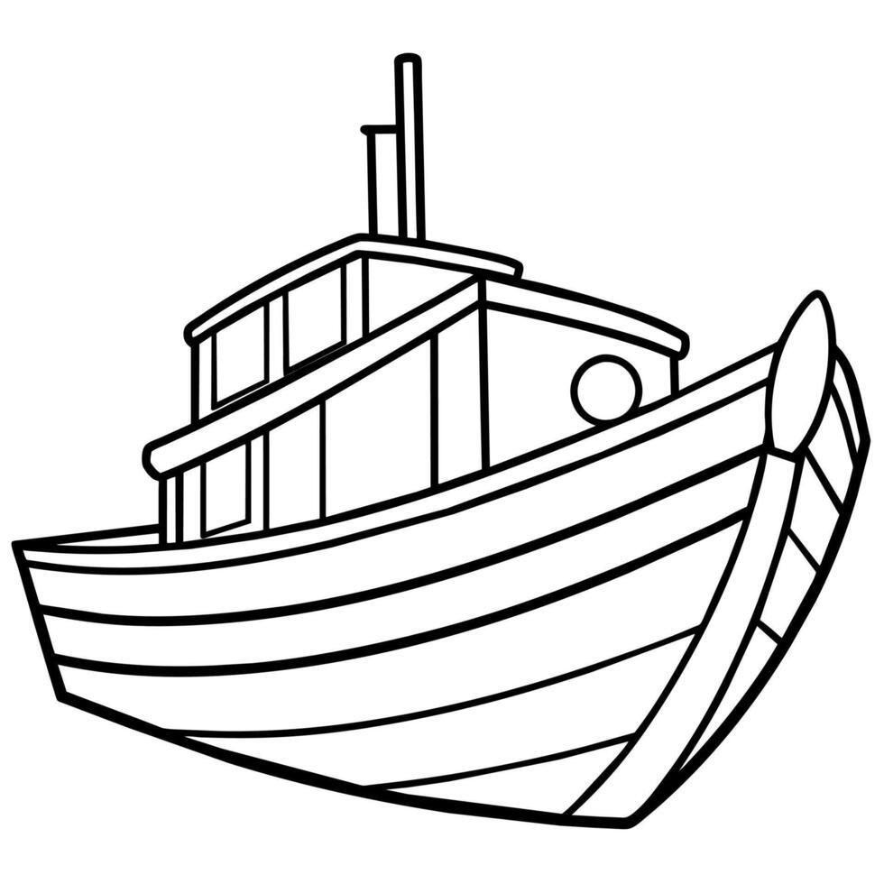 boat outline illustration digital coloring book page line art drawing vector