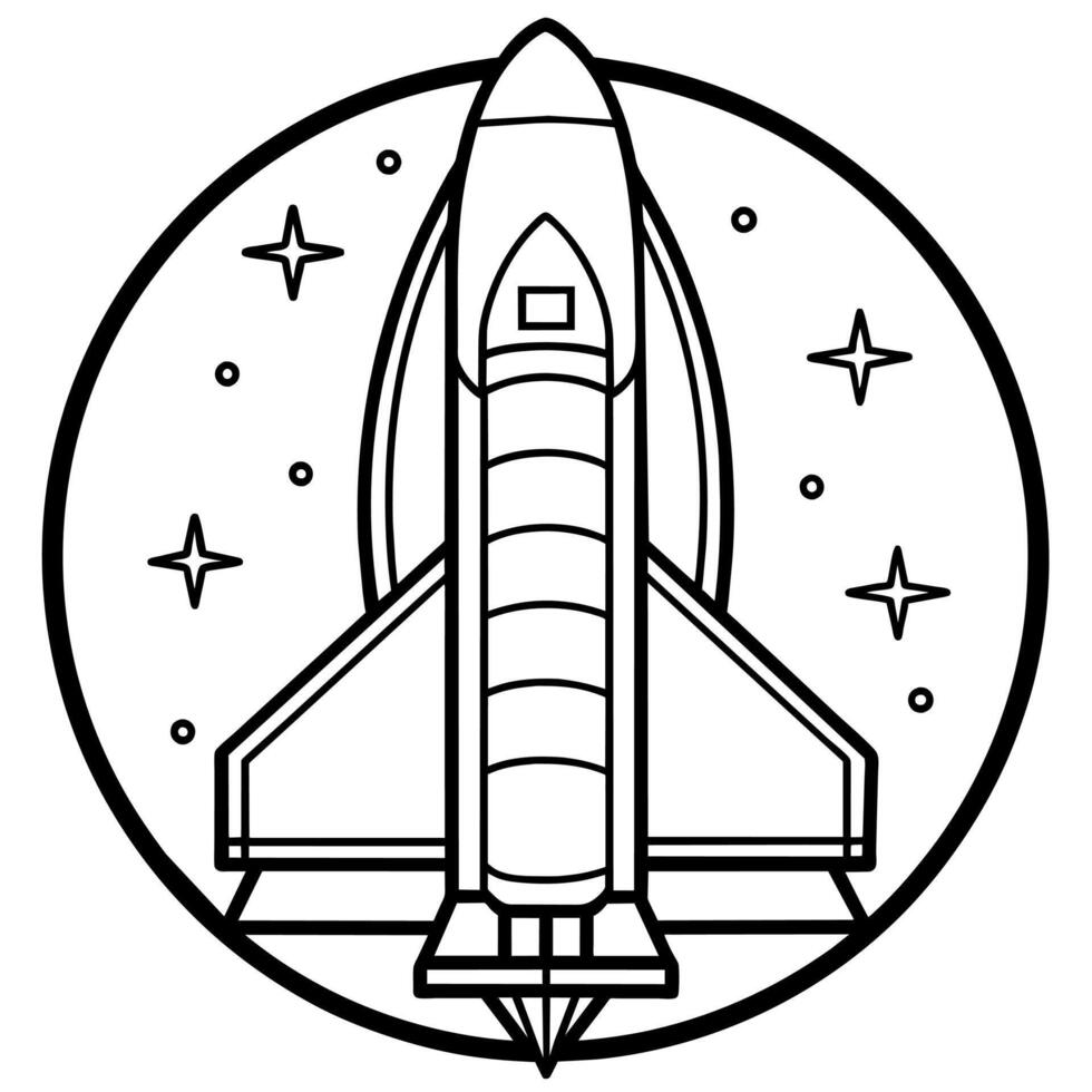 Space shuttle outline coloring book page line art illustration digital drawing vector