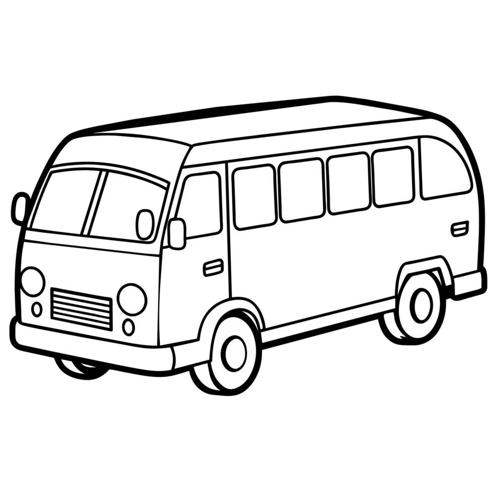 Bus outline illustration digital coloring book page line art drawing vector