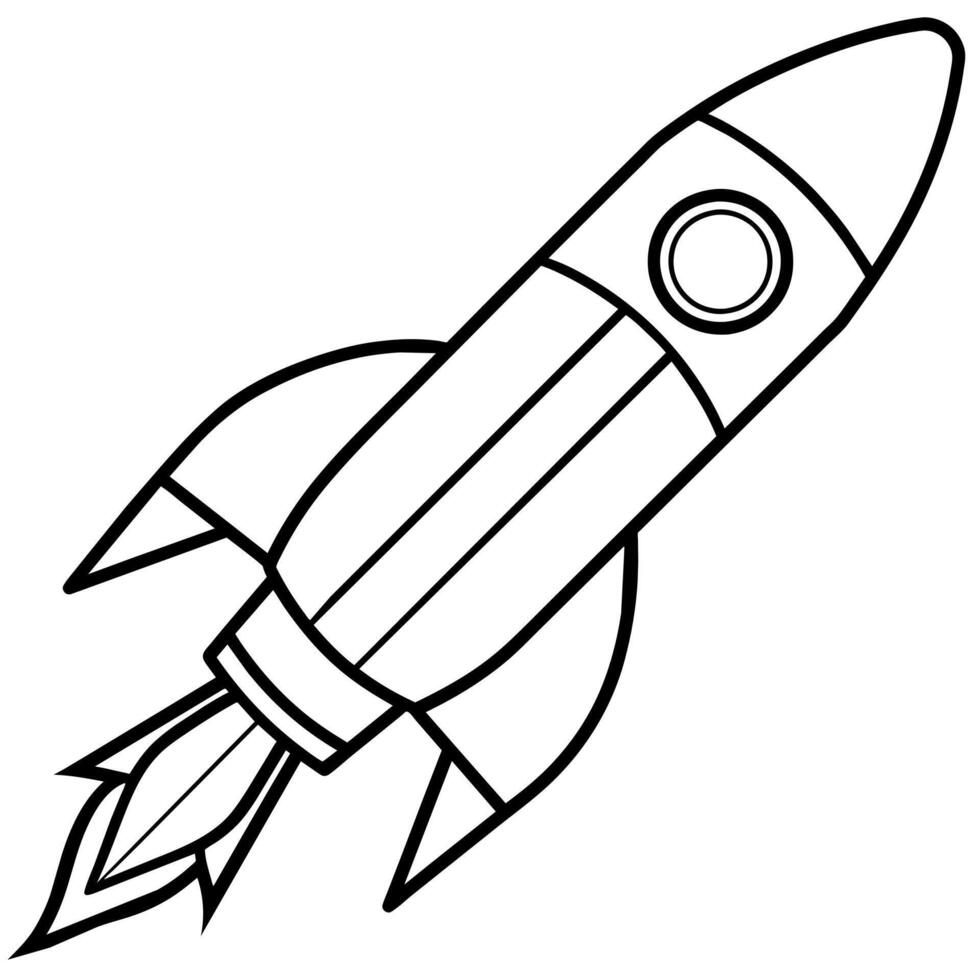 rocket outline illustration digital coloring book page line art drawing vector