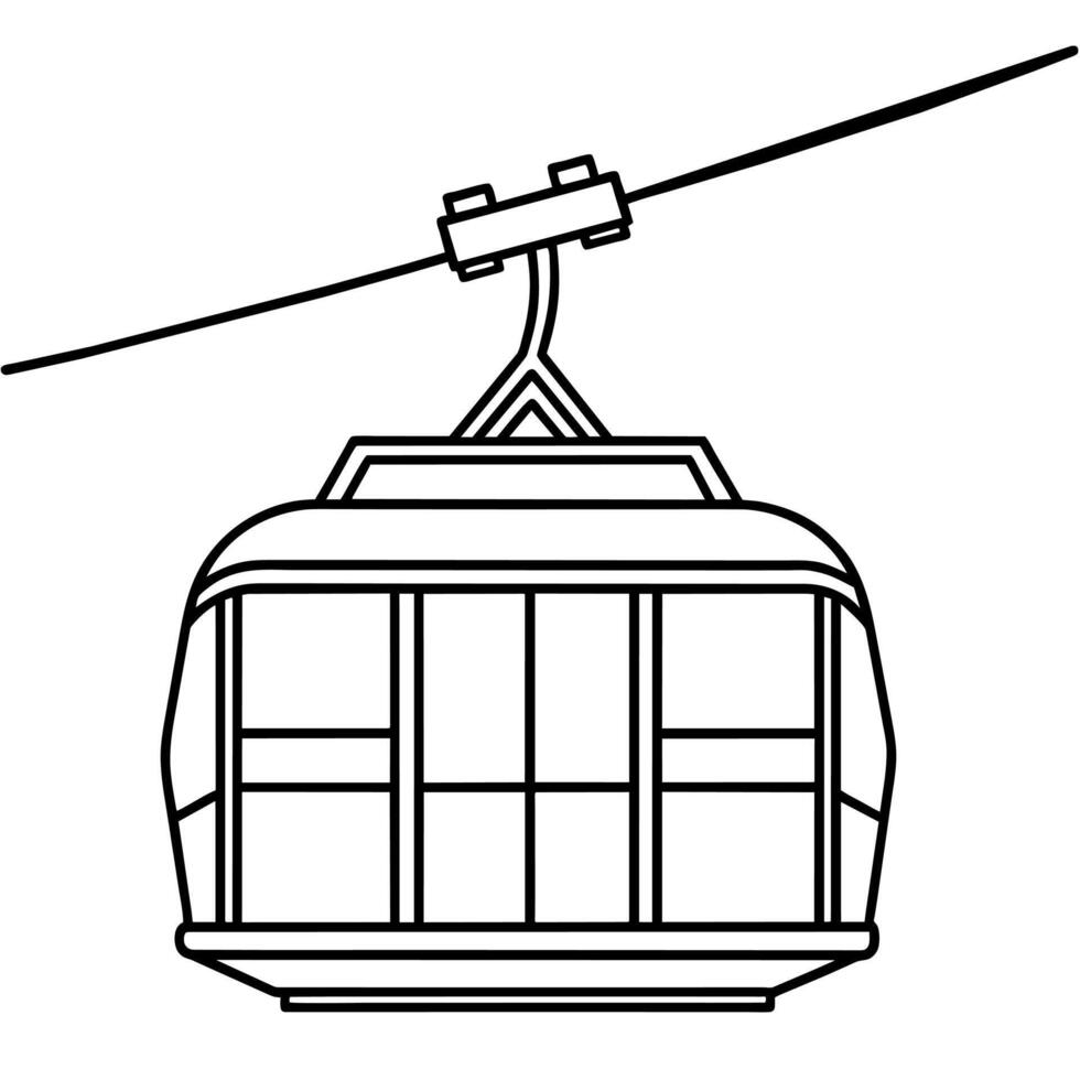 Cable car outline illustration digital coloring book page line art drawing vector