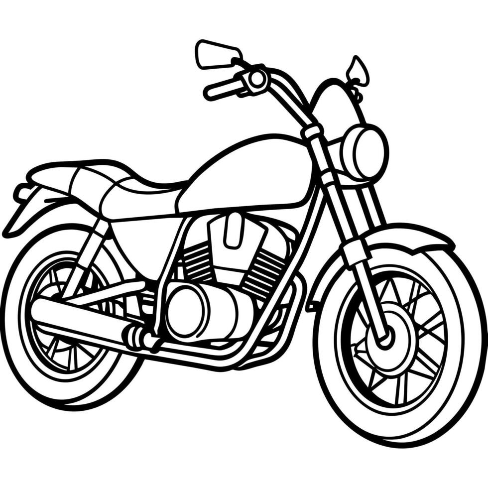 motorcycle outline illustration digital coloring book page line art drawing vector