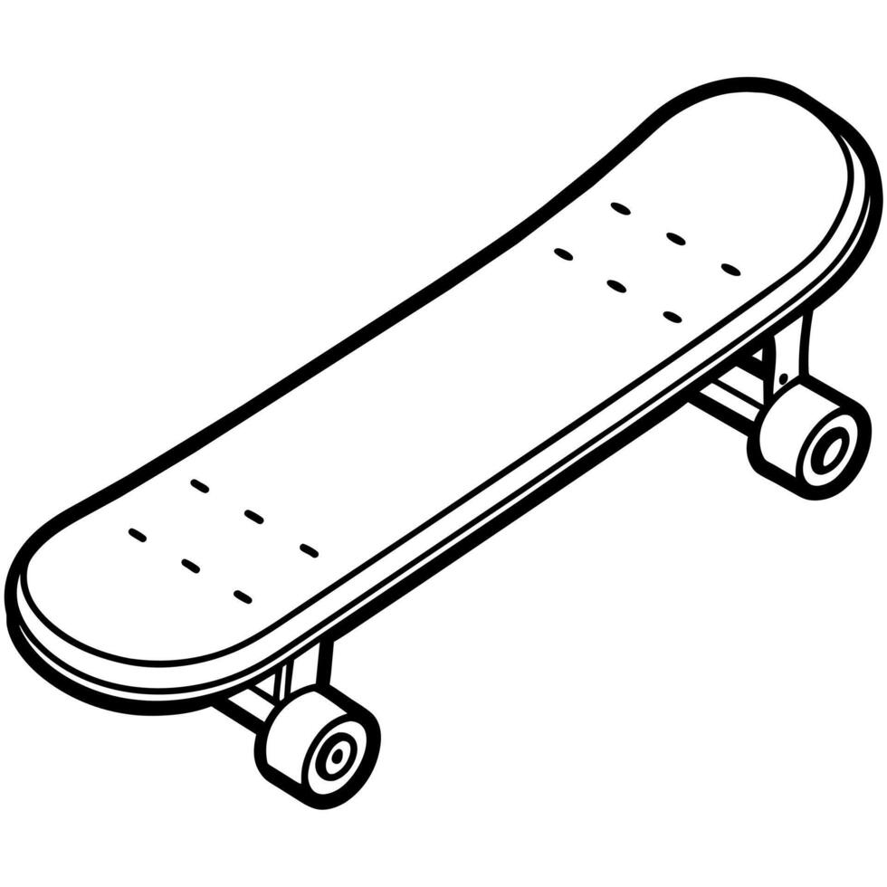 skateboard outline illustration digital coloring book page line art drawing vector