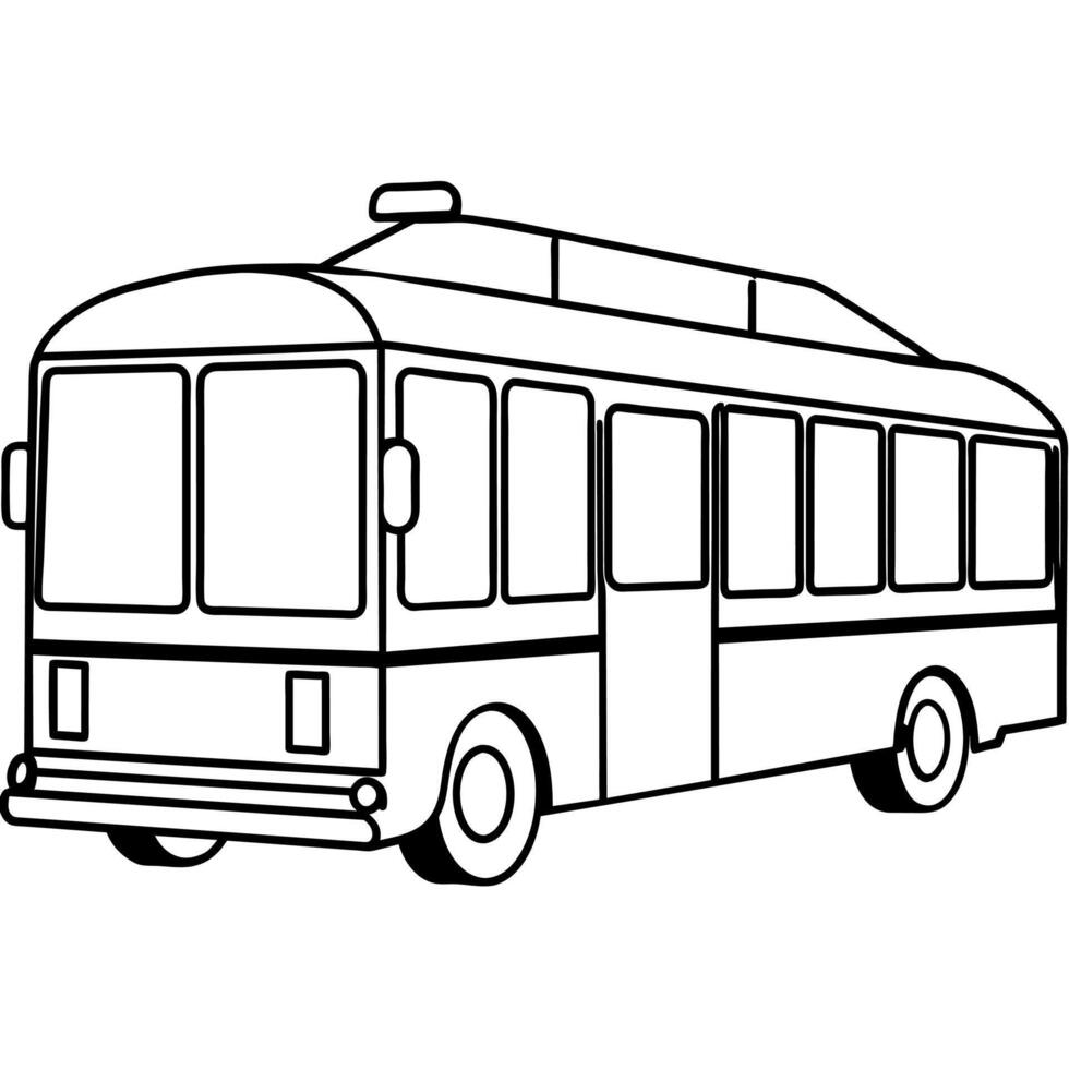 Trolleybus outline coloring book page line art illustration digital drawing vector