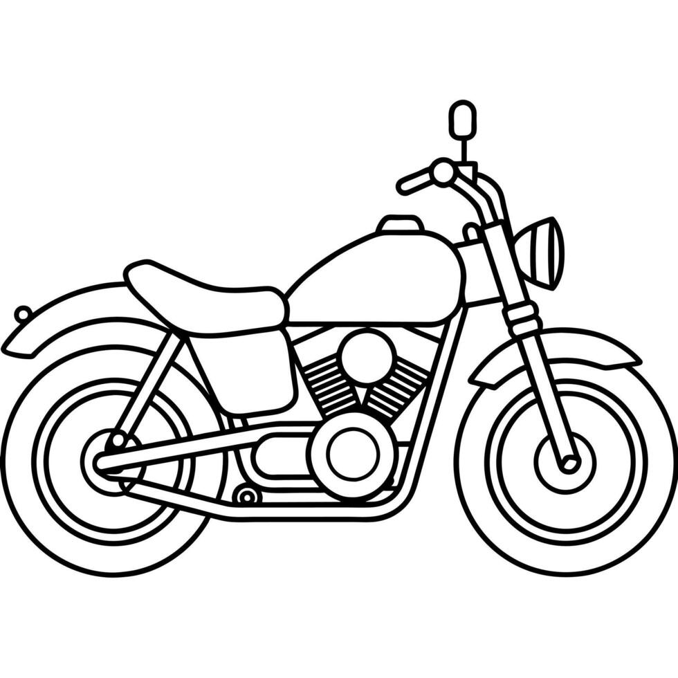motorcycle outline illustration digital coloring book page line art drawing vector