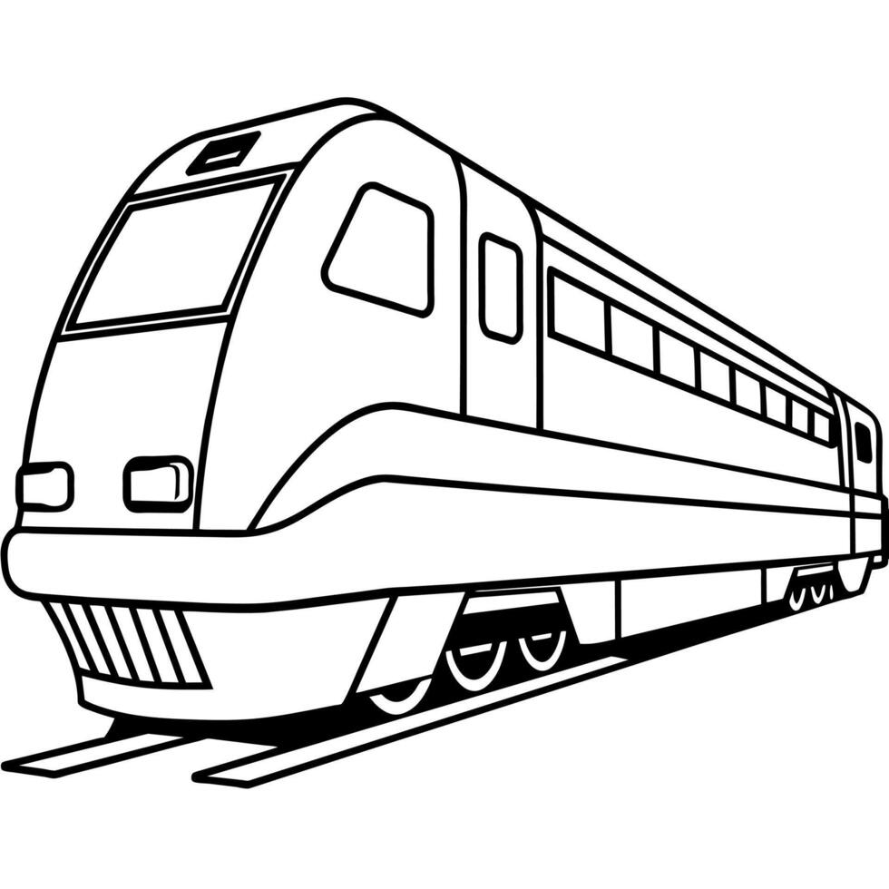 Train outline coloring book page line art illustration digital drawing vector