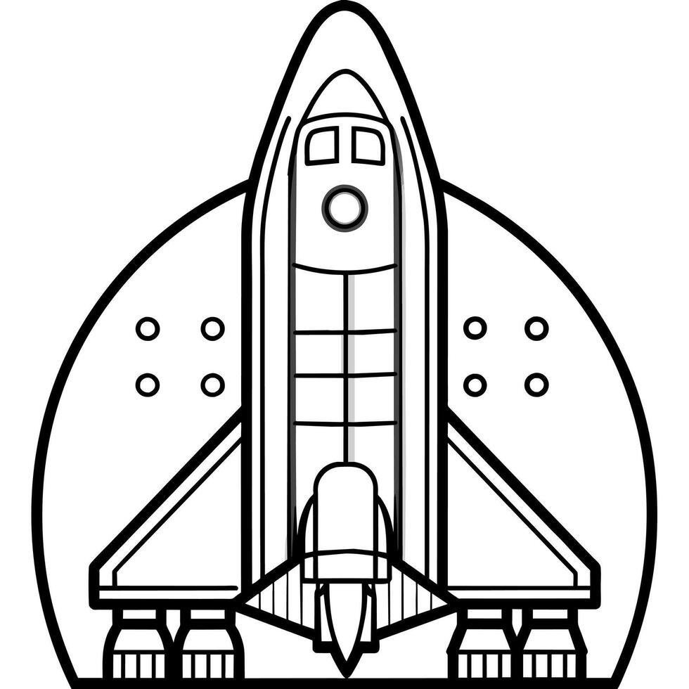 Space shuttle outline coloring book page line art illustration digital drawing vector
