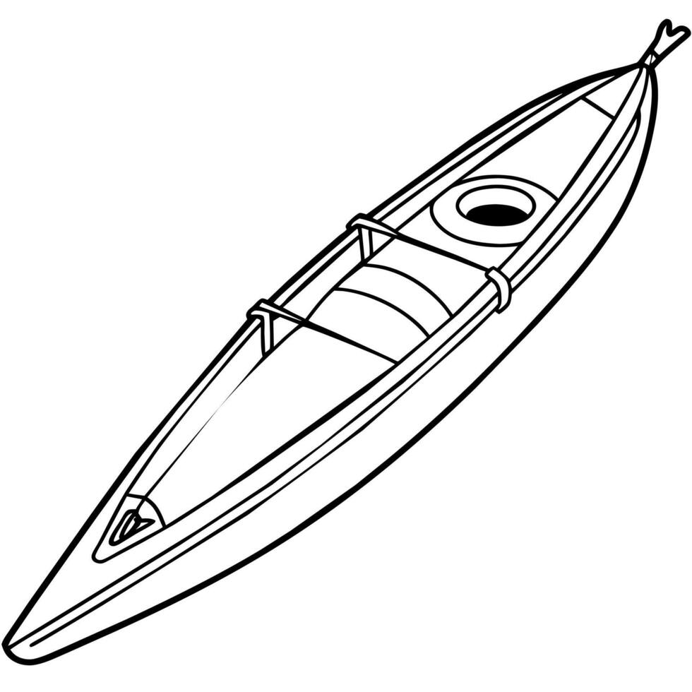kayak outline illustration digital coloring book page line art drawing vector