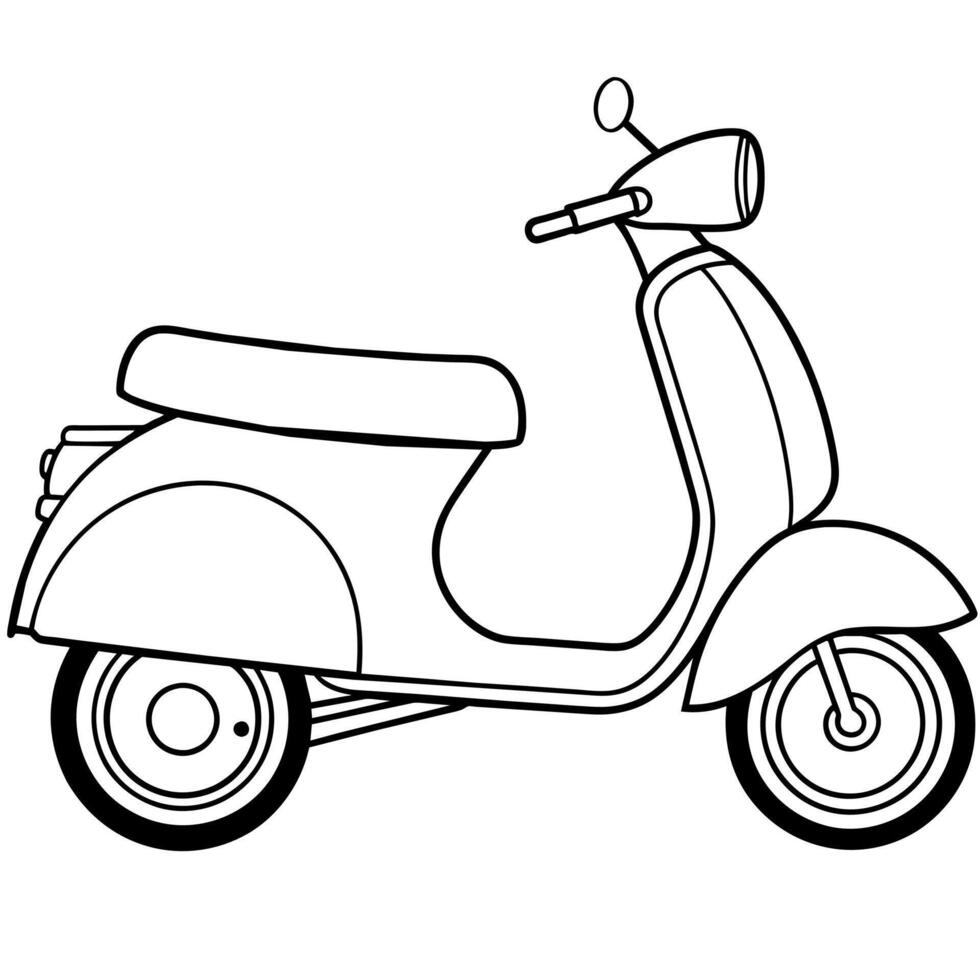 Scooter outline illustration digital coloring book page line art drawing vector