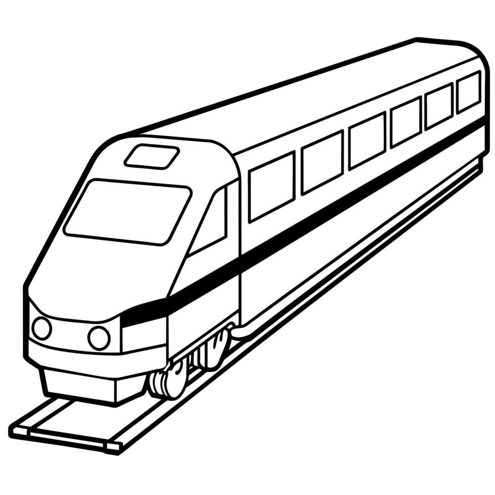 Train outline coloring book page line art illustration digital drawing vector