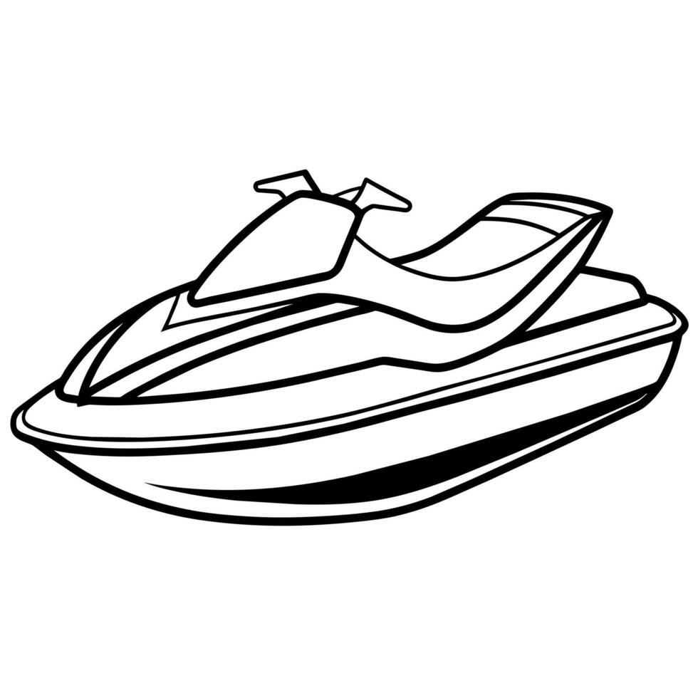 Jet ski outline illustration digital coloring book page line art drawing vector