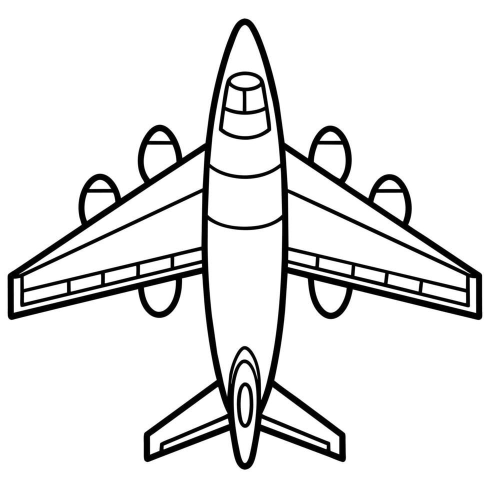 airplane outline illustration digital coloring book page line art drawing vector
