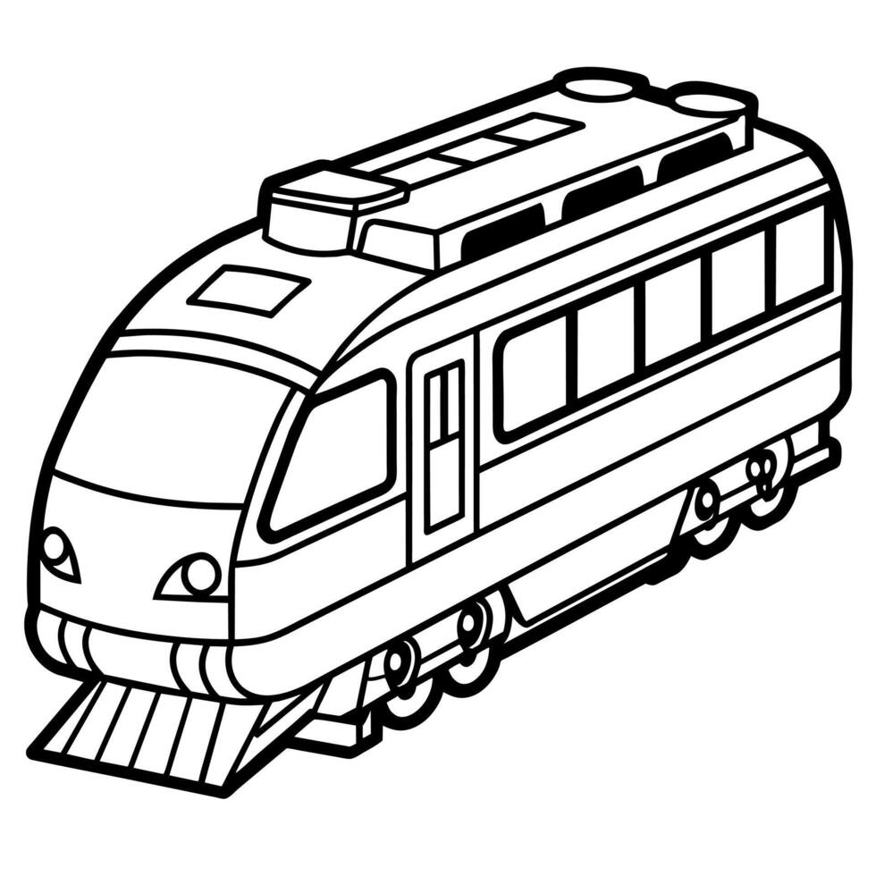 Train outline coloring book page line art illustration digital drawing vector