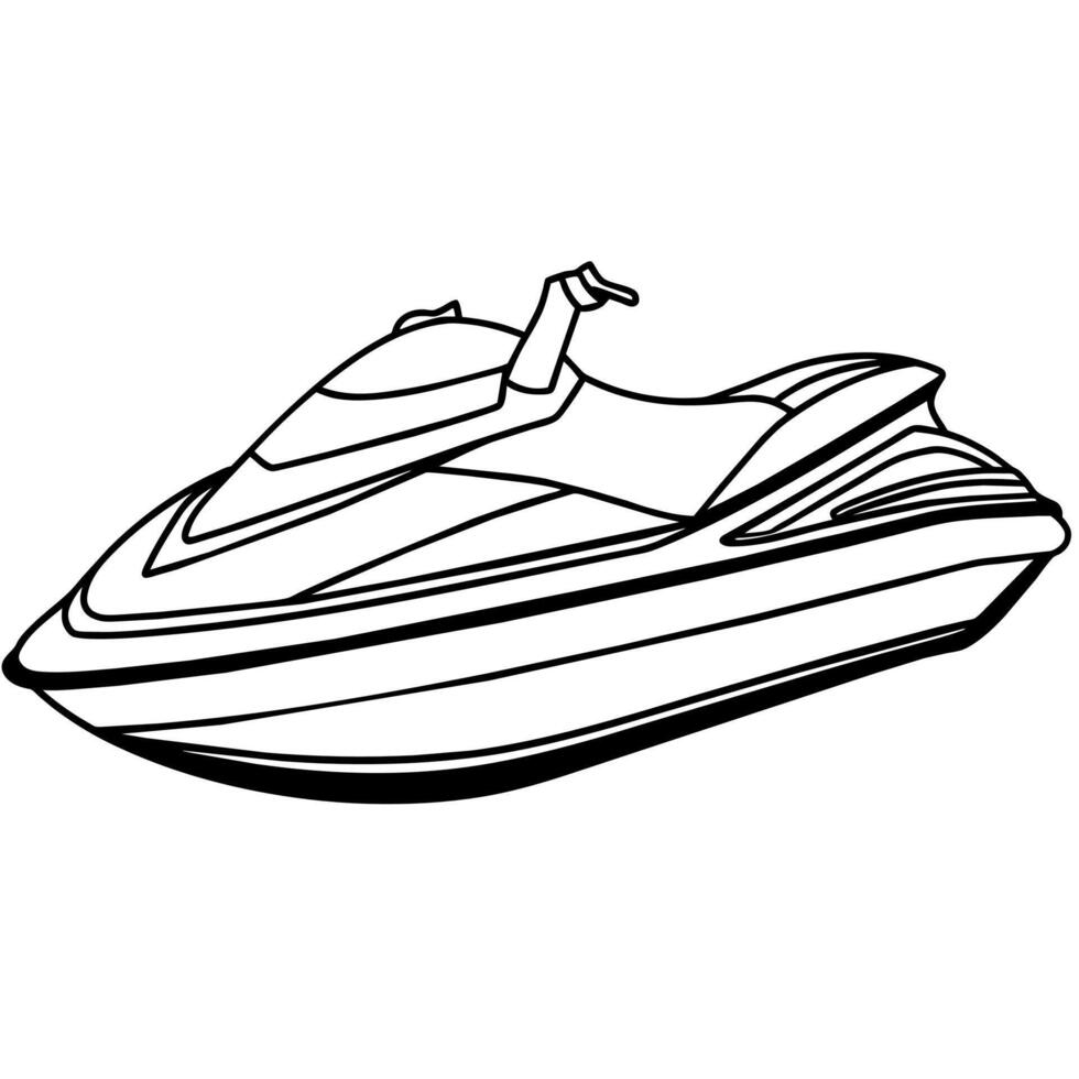 Jet ski outline illustration digital coloring book page line art drawing vector