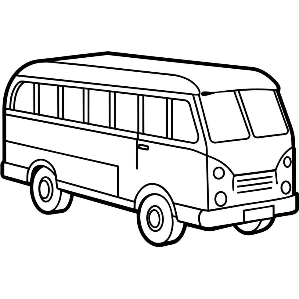 Bus outline illustration digital coloring book page line art drawing vector