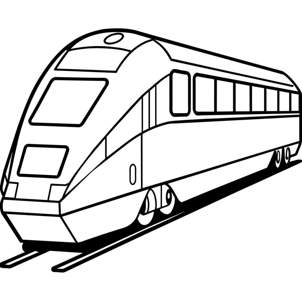 Train outline coloring book page line art illustration digital drawing vector