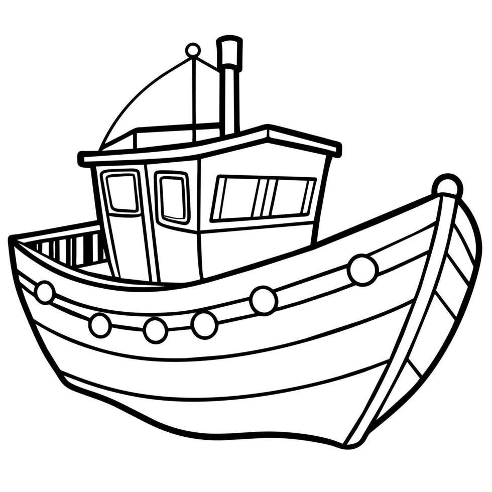 boat outline illustration digital coloring book page line art drawing vector