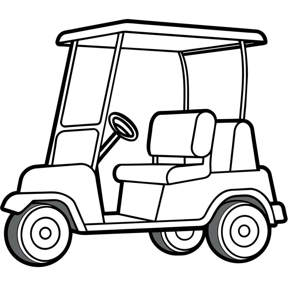 golf carro contorno ilustración digital colorante libro página línea Arte dibujo vector