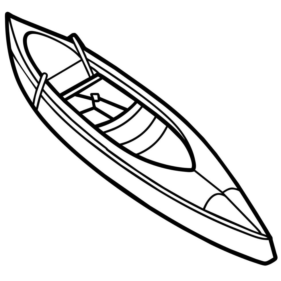 kayak outline illustration digital coloring book page line art drawing vector