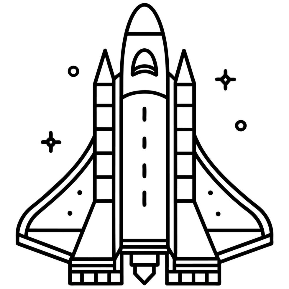 Space shuttle outline coloring book page line art illustration digital drawing vector